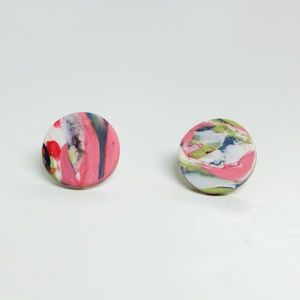 ARTIST | Polymer Clay Pink Abstract Stud Earring